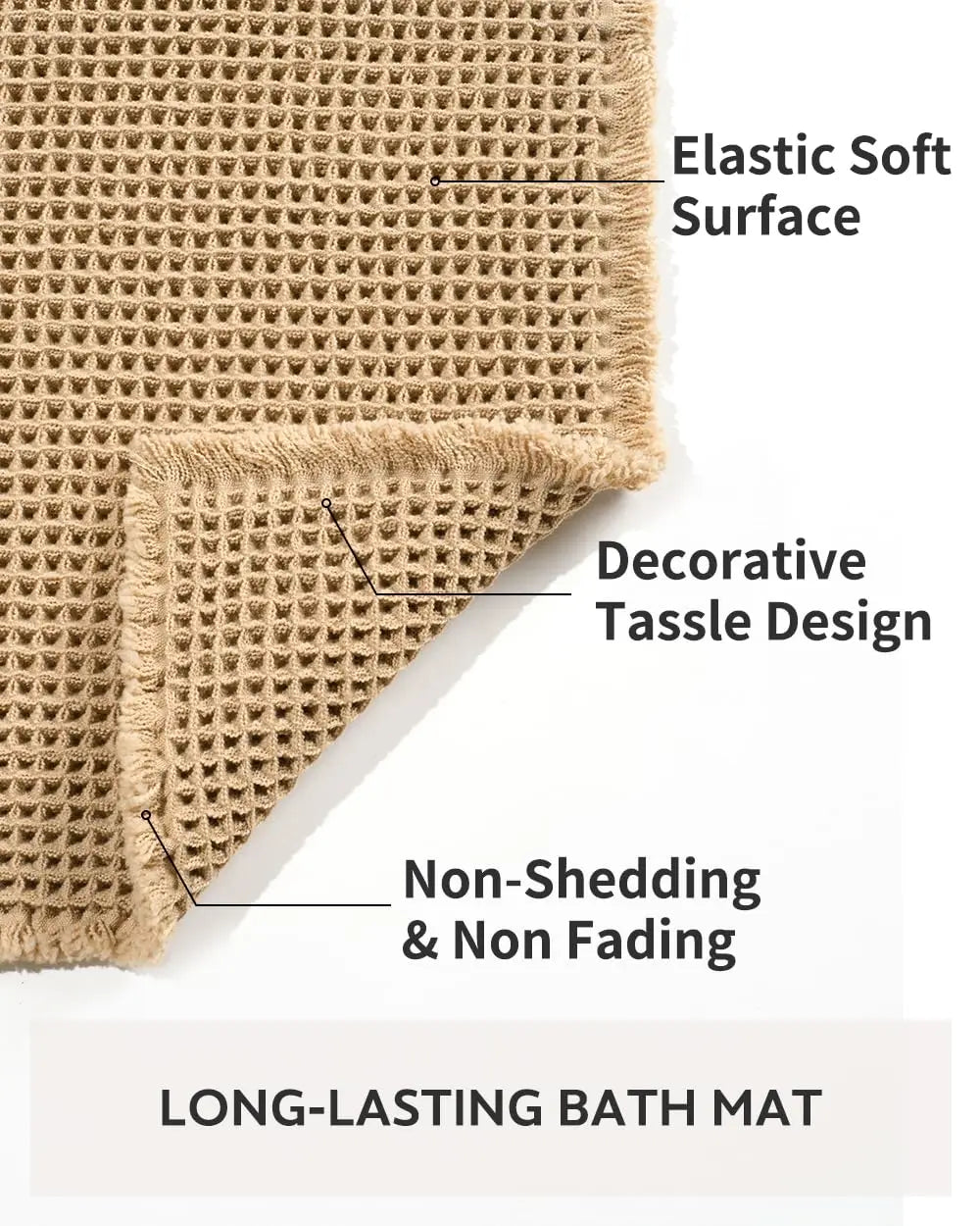 Waffle Bath Mat Boho Non Slip Washable Absorbent Quick Dry