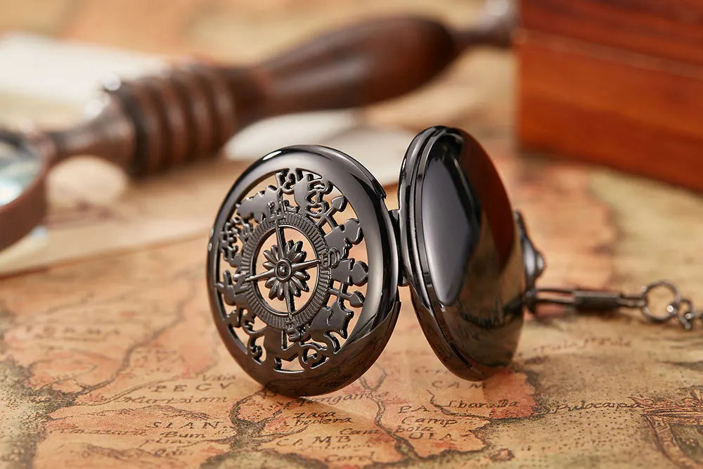 Antique Steampunk Arabic Numerals Quartz Pocket Watch Necklace Pendant Unisex