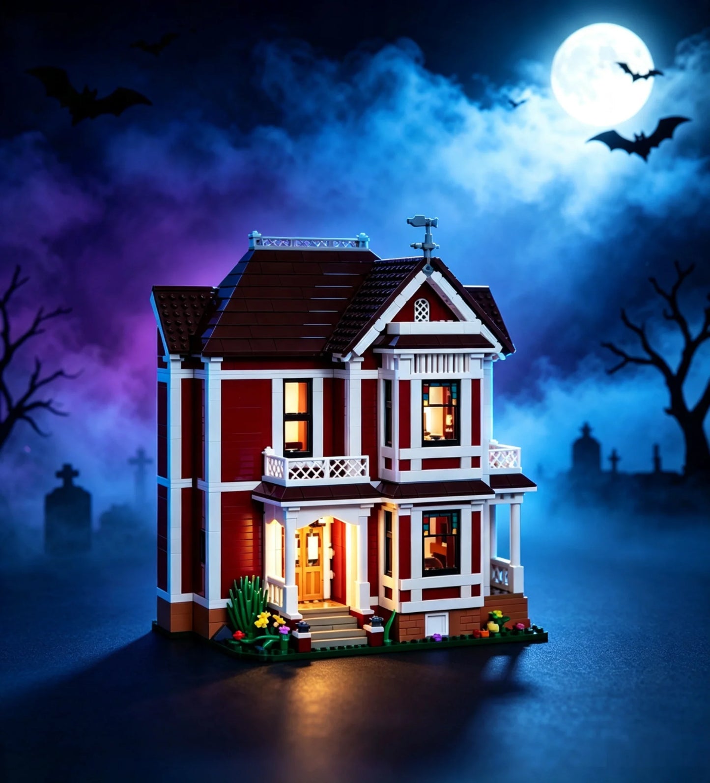Witch Manor Building Blocks Set Fantasy Magic House Model Desktop Ornament Home Room Decoration Halloween Collectible Gifts for Adult Fans