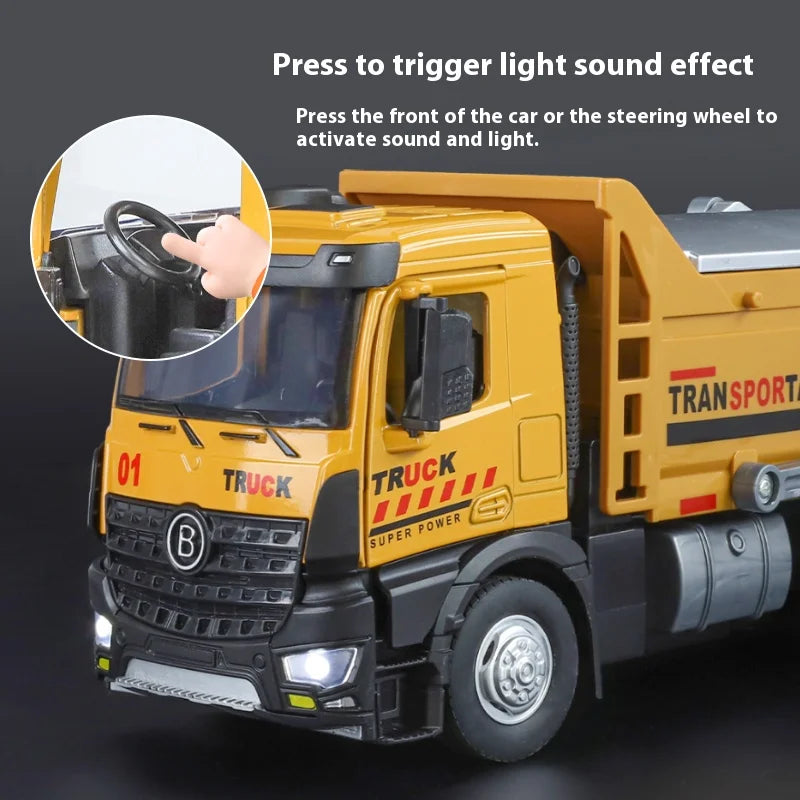 Diecast Dump Truck Model With Lights And Sounds Toy