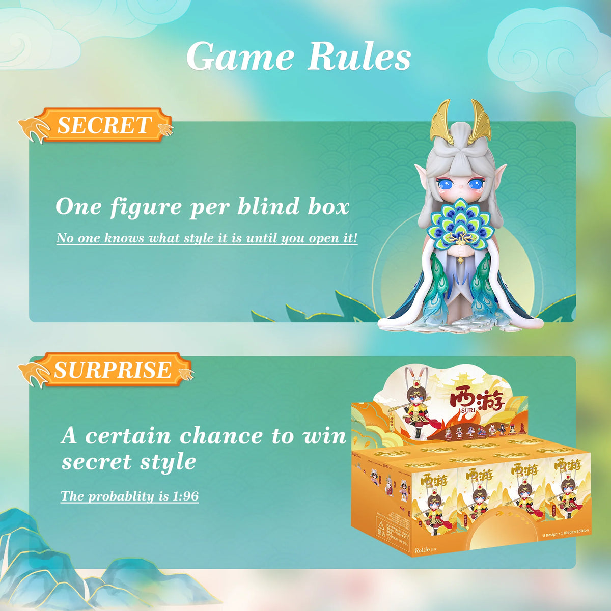 Rolife Suri Blind Box Suri's Journey to the West Action Figure Collectible Doll Toys Surprise Box Gift for Kids Friends Adults