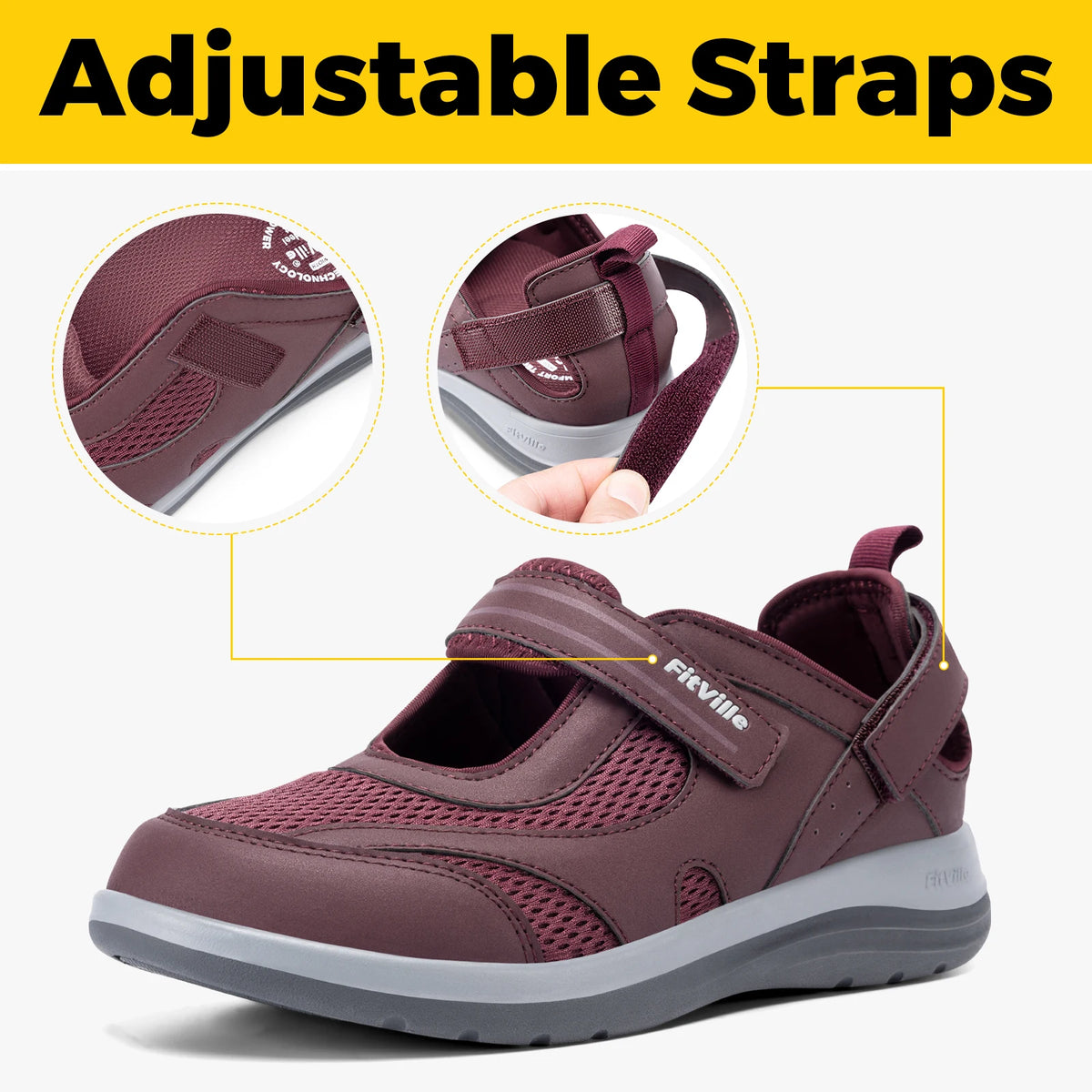 Fitville Women's Sandals Mary Jane Casual Shoes Widened Toe For Swollen Feet Lightweight Breathable Outdoor Elderly Shoes Sandal