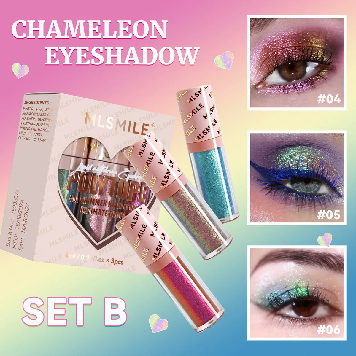 3-Pack Liquid Eyeshadow Set, Metallic Shimmer Highly Pigmented Eye Makeup, Smooth Long-Lasting Blendable Formula for Everyday Glam Party Looks Gift for Women