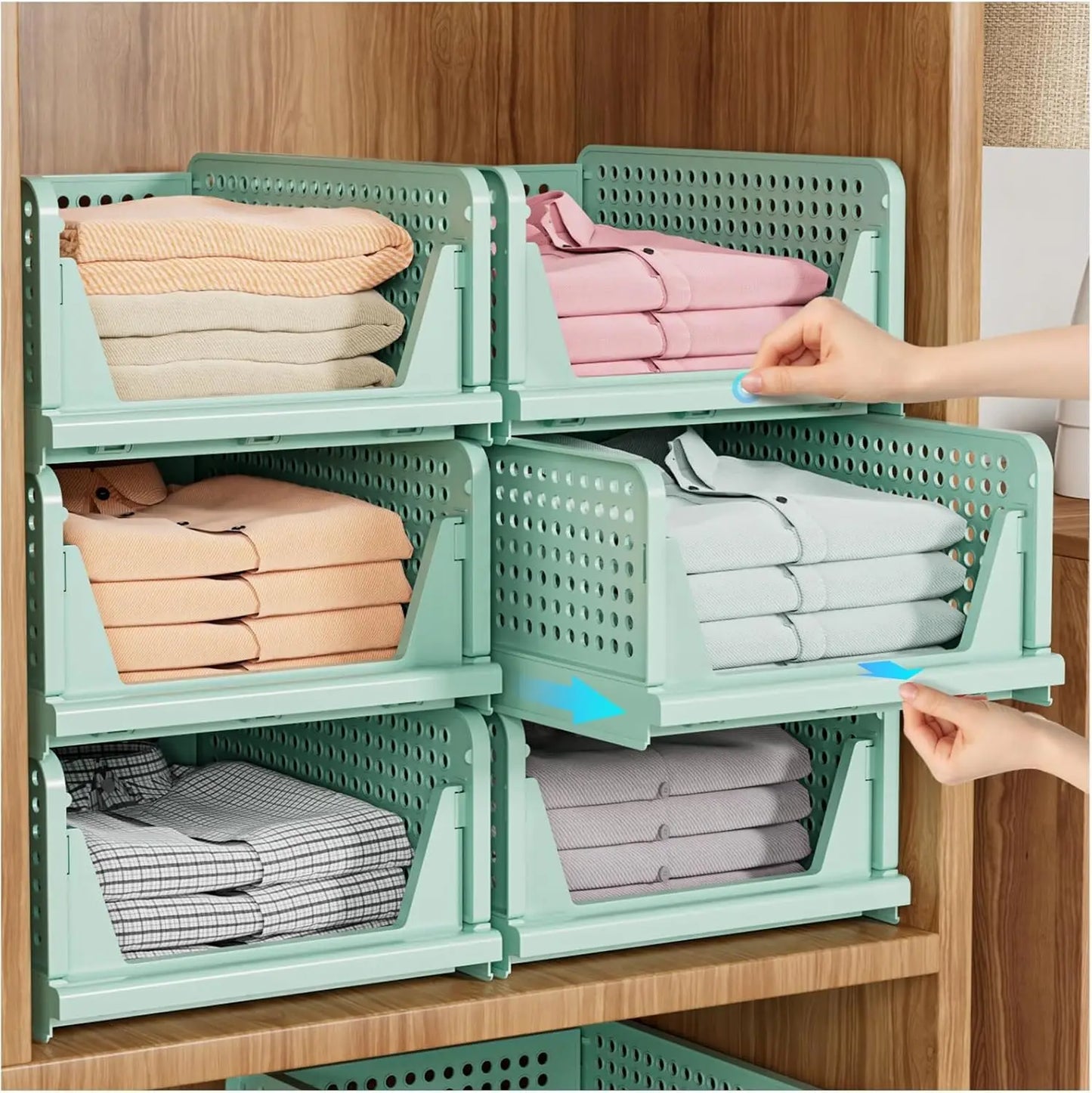 Stackable Closet Storage Basket 5 Pack Multifunctional Foldable Organizer