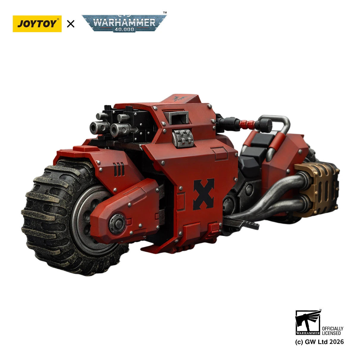 JOYTOY Warhammer 40K 1/18 Action Figure Blood Angels Raider-pattern Combat Bike with twin-linked bolt rifles Model