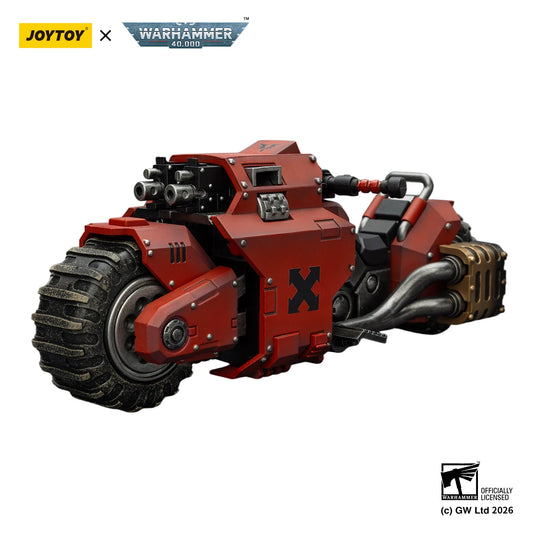 JOYTOY Warhammer 40K 1/18 Action Figure Blood Angels Raider-pattern Combat Bike with twin-linked bolt rifles Model