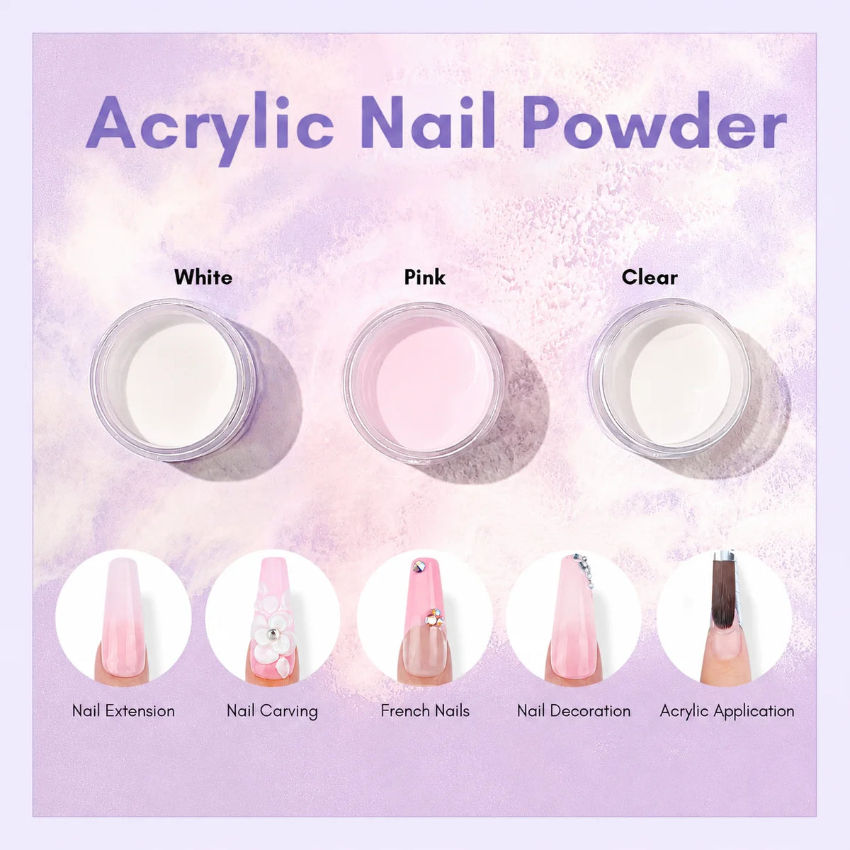Professional Bulk Nail Art Kit with 500 Tips & 42 Glitters, Acrylic & UV Gel Salon Supplies Set with UV Lamp, Acrylic Liquid Powder, Rhinestone Wheels, Nail Tech Wholesale, Student Refill