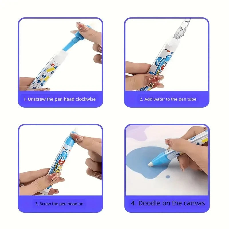 Magic Water Canvas Doodle Mat Kids Aqua Drawing Board Reusable Water Painting Graffiti Mat Educational Early Learning Toy For Boys Girls Gift