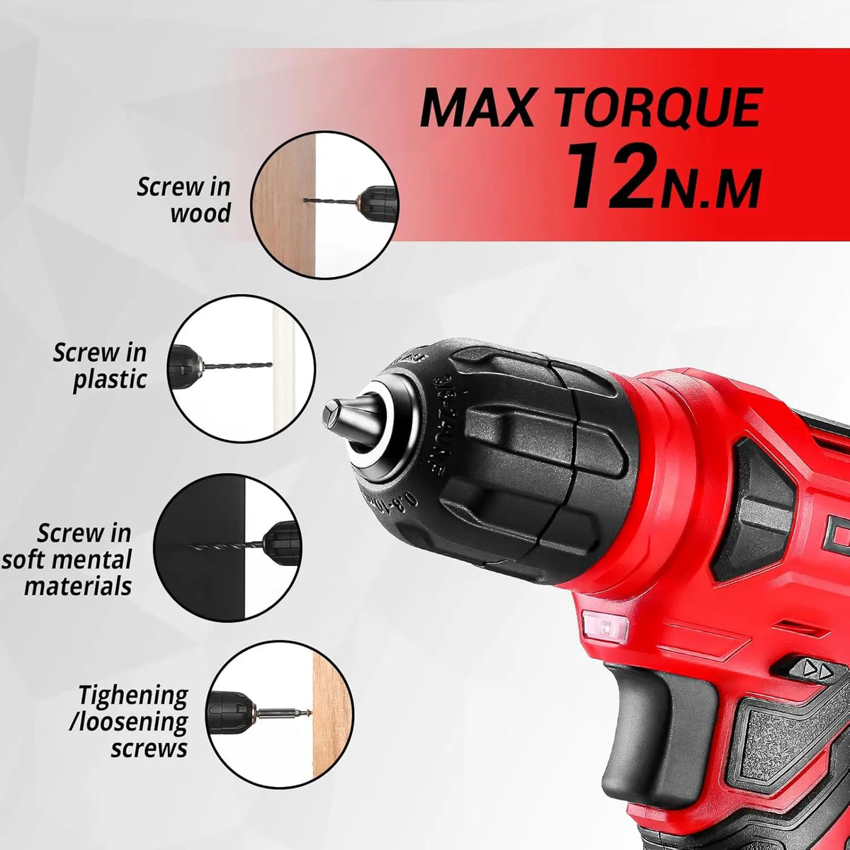 DEKO 126 Piece Cordless Drill and Household Hand Tool Kit