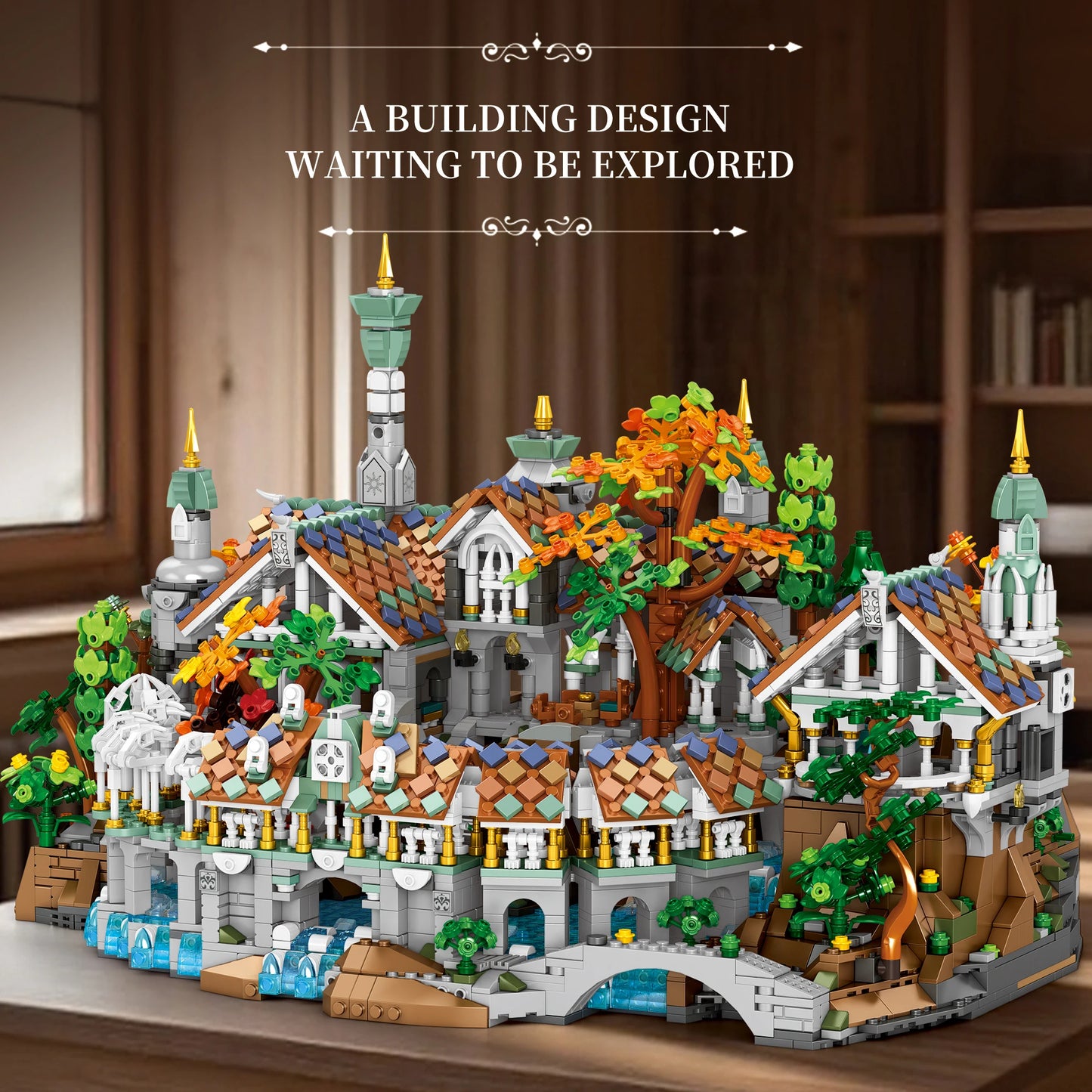 4406PCS MOC Movie Rings Rivendell Medieval Castle Building Blocks Street View Modular Architecture Model Bricks Toys Adults Gift