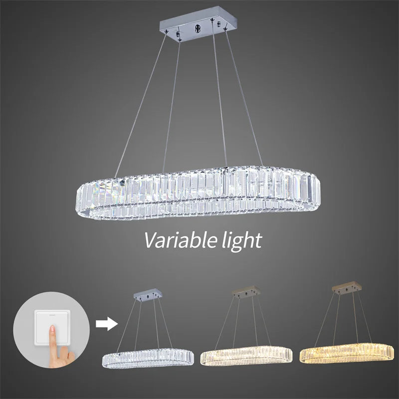 GreeLustr K9 Crystal Oval Ring LED Chandelier Dining Room