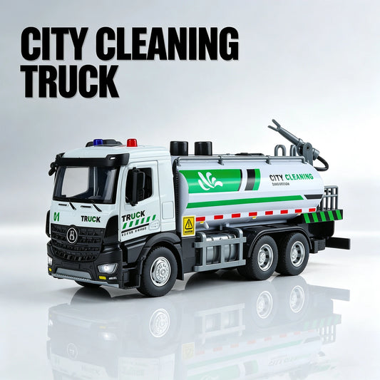 Diecast City Sprinkler Truck Toy With Sound And Lights