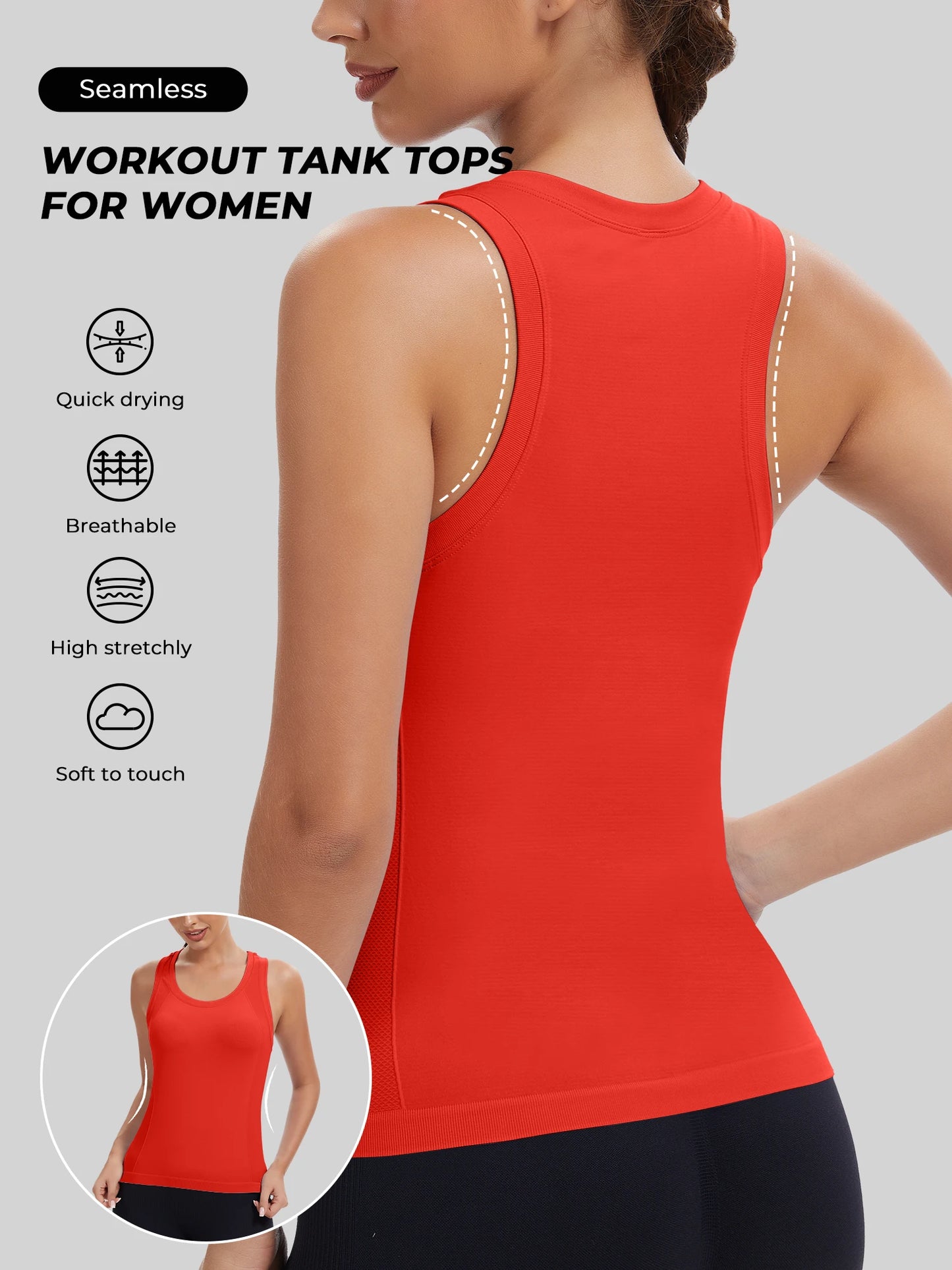 Women's Racerback Seamless Workout Tank Top Yoga Running Gym