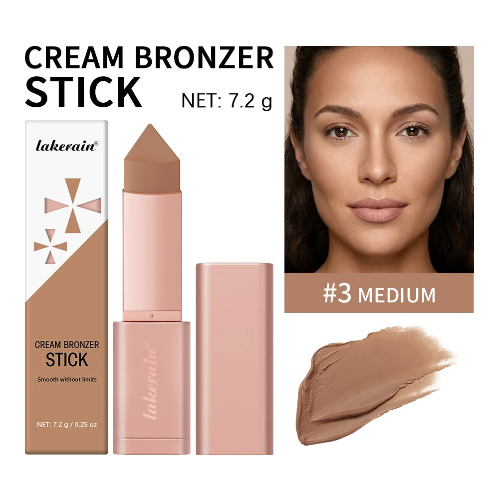 2Pcs Cream Bronzer Stick Smooth Blendable Face Contour Shading Stick Waterproof Long Lasting Natural Sun‑Kissed Bronzing Makeup For All Skin Tones