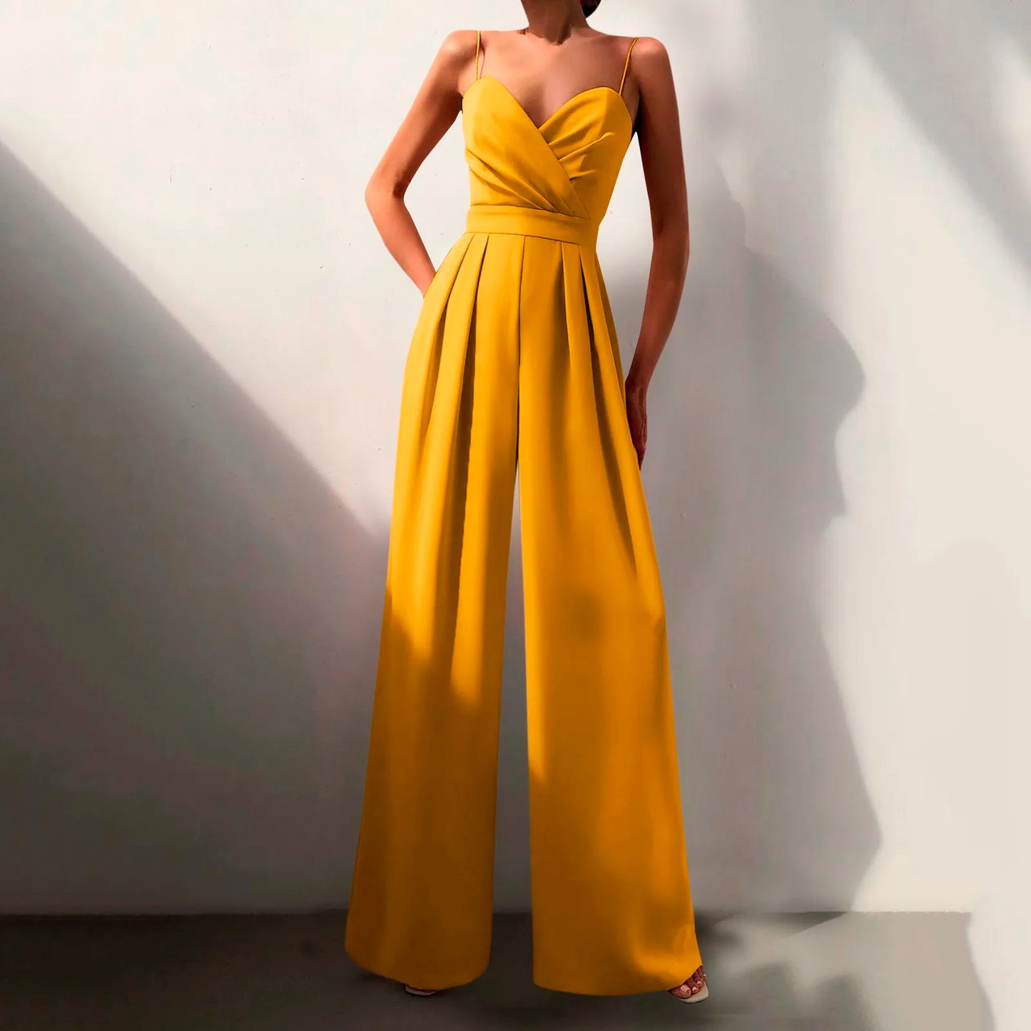ZOMAXIUJEE Women Sleeveless Jumpsuit High Waist Wide Leg Pants
