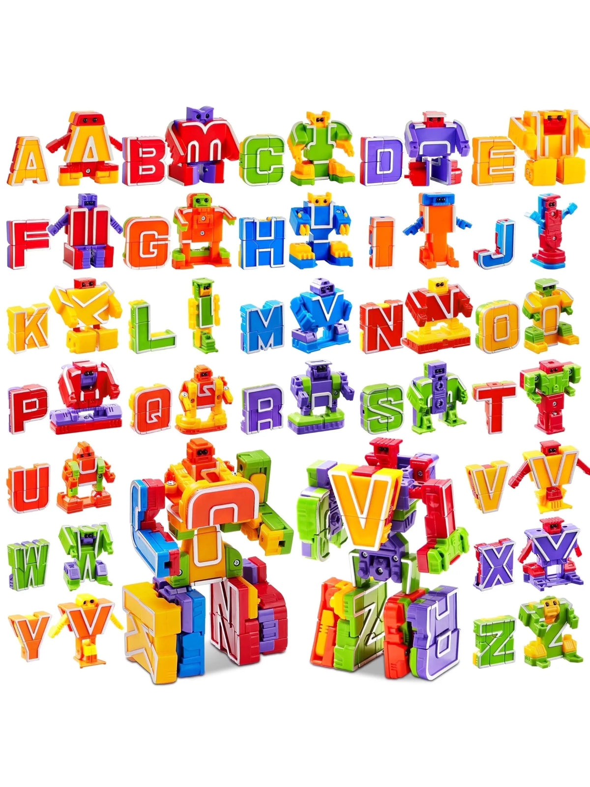 Joyfy 26 in 3 Alphabet Bots Toy 26 Pc Transforming Robot Educational Building STEM Toy for Toddlers Preschool Boys Birthday Gift