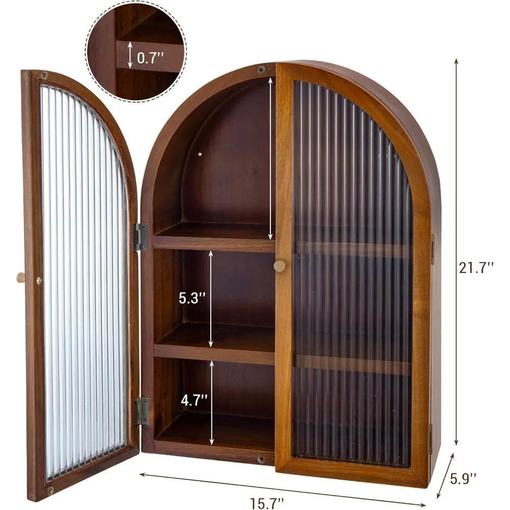 Mid Century Arched Wall Cabinet With Glass Door Unfinished Wood