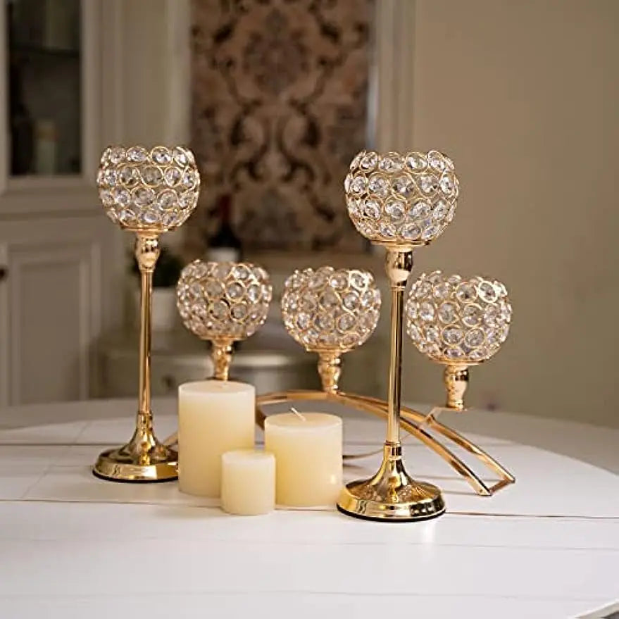 VINCIGANT Metal Tealight Candle Holder Candelabra For Table Centerpieces