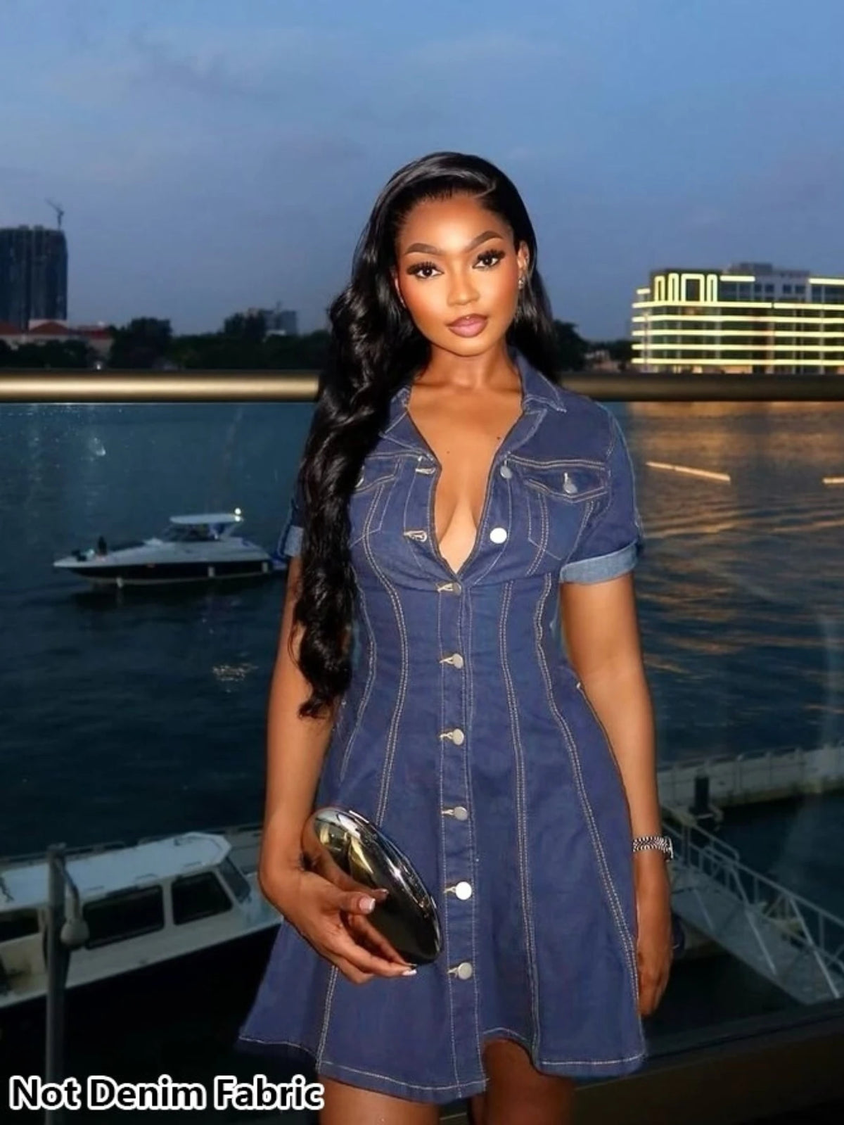 Women's Collared Button Front Short Sleeve Fitted Flared Mini Dress For Daily Street Brunch Dating Casual Fashion Occasions