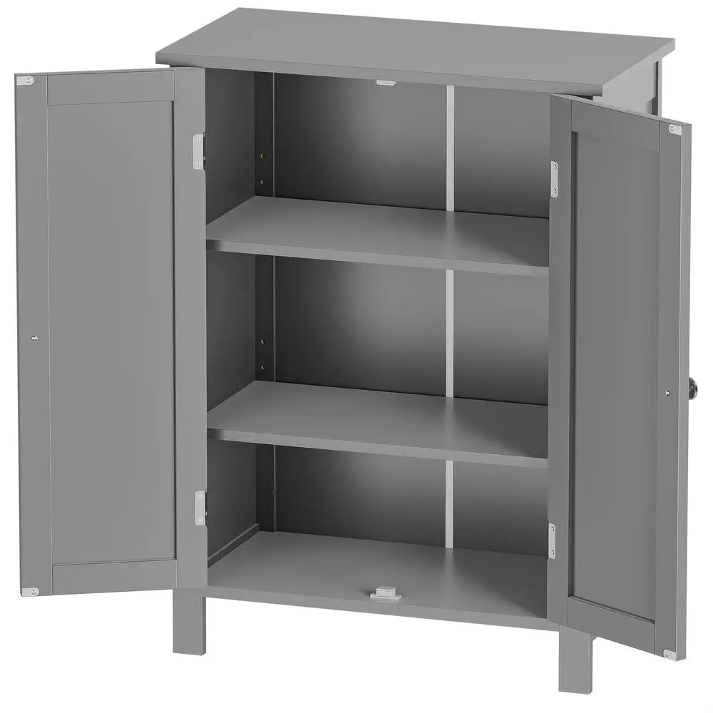 Bathroom Floor Cabinet Storage Solid Wood Cupboard Free Standing With 3 Shelves