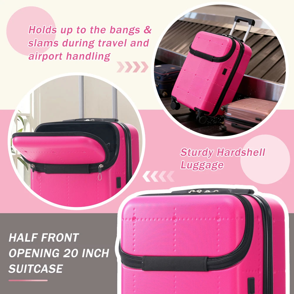 Checked Suitcase with USB Port Spinner Wheels - TSA Lock, Airline-Approved - Lightweight  Polypropylene Expandable Hardshell