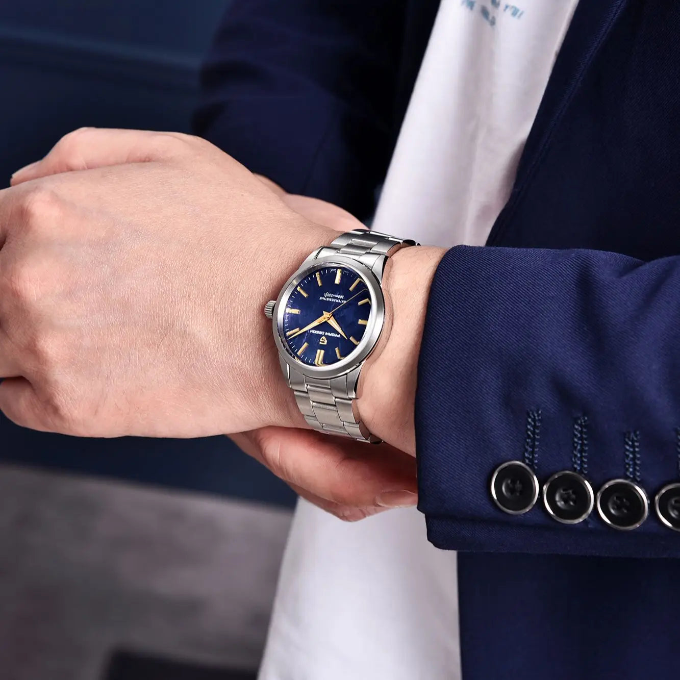 PAGANI DESIGN Ultra Thin Quartz Mens Watch Stainless Steel Band