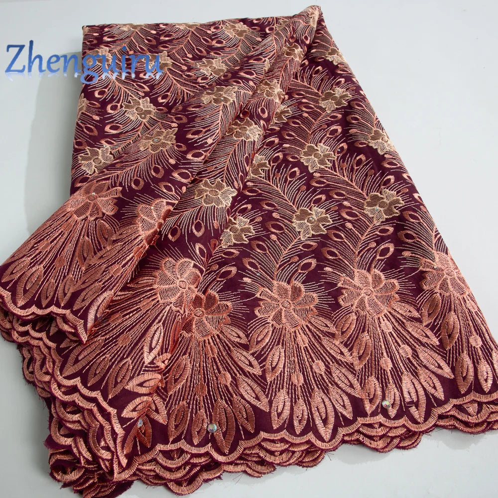 African Lace Fabric Swiss Voile Cotton Embroidered Nigerian Lace 5 Yards