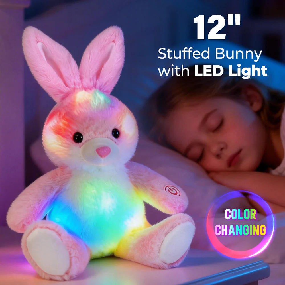 30cm Light up Rabbit Stuffed Animal Plush Toy Glowing Bunny Gift for Girls Boys Kids