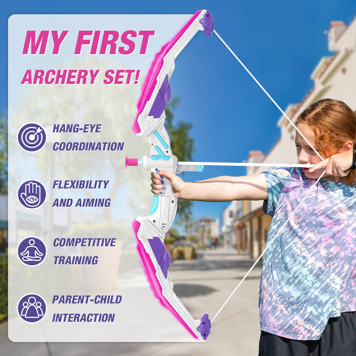 Bow and Arrow Set 3-8,Kids Archery Set with LED Lights Includes 12 Suction Cup, 1 Standing Target, 3 Score Targets & 1 Quiver, Outdoor Toys for Boys & Girls Ages 3-12 Years Old