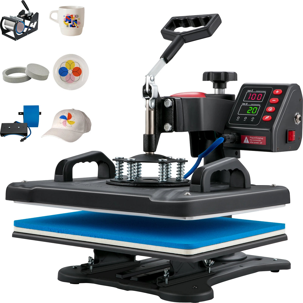 SucceBuy 5-in-1 Digital Clamshell Heat Press Sublimation Transfer Machine