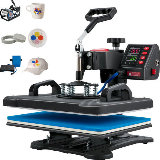 SucceBuy 5-in-1 Digital Clamshell Heat Press Sublimation Transfer Machine