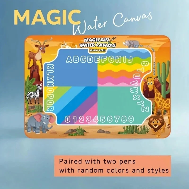 Magic Water Canvas Doodle Mat Kids Aqua Drawing Board Reusable Water Painting Graffiti Mat Educational Early Learning Toy For Boys Girls Gift
