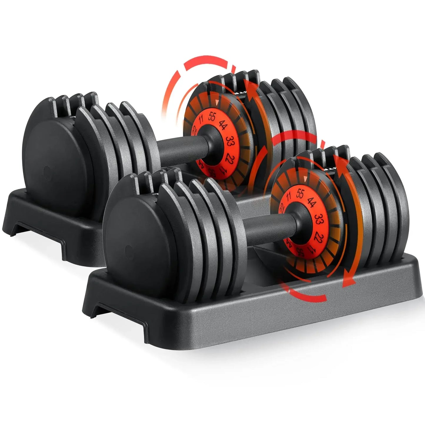 Adjustable Dumbbells Set 25 And 55 Lbs Pair For Strength Training