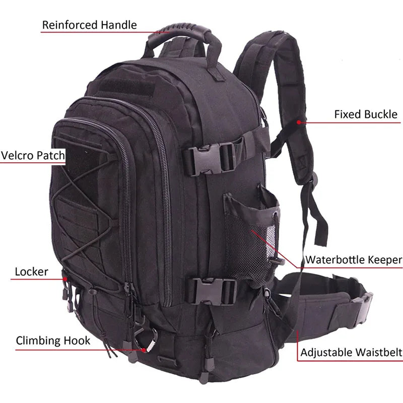 LQARMY Military Tactical Backpack Molle Assault Rucksack for Outdoor Hiking