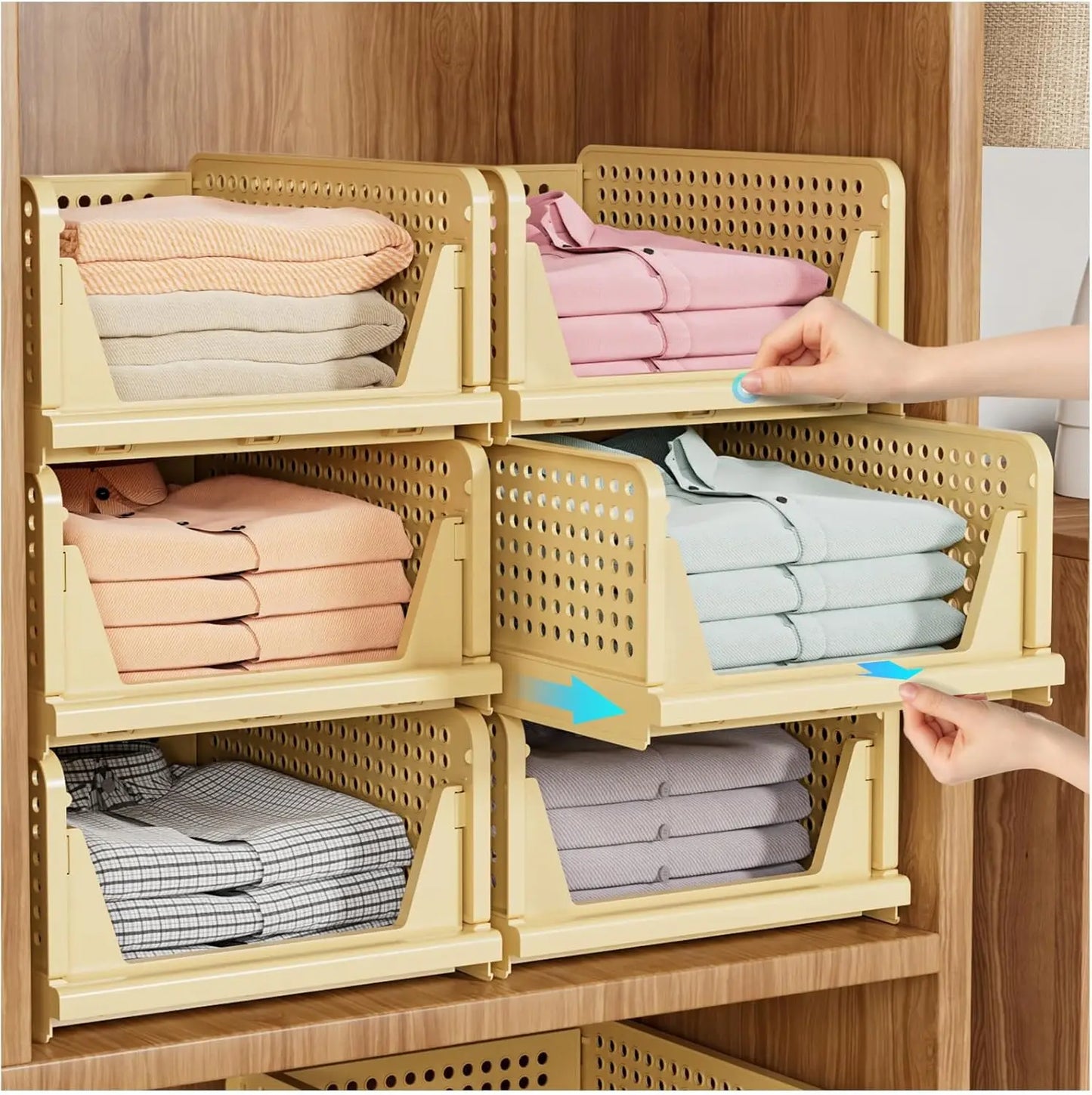 Stackable Closet Storage Basket 5 Pack Multifunctional Foldable Organizer
