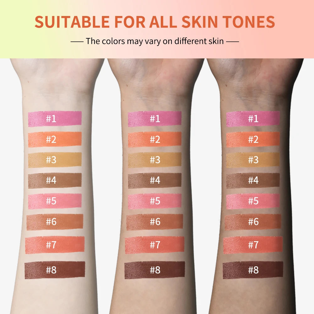 All-In-One 8 Color Cream Blush Countouring Face Palette Blendable Longwear Natural Glow Shades Long-Lasting Sweat-Resistant Woman Makeup