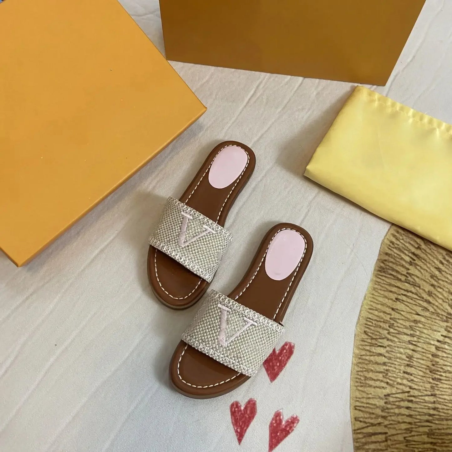 2026 Summer New Women's Embroidered Flat Slippers, Women's Fashion Beach Cool Slippers