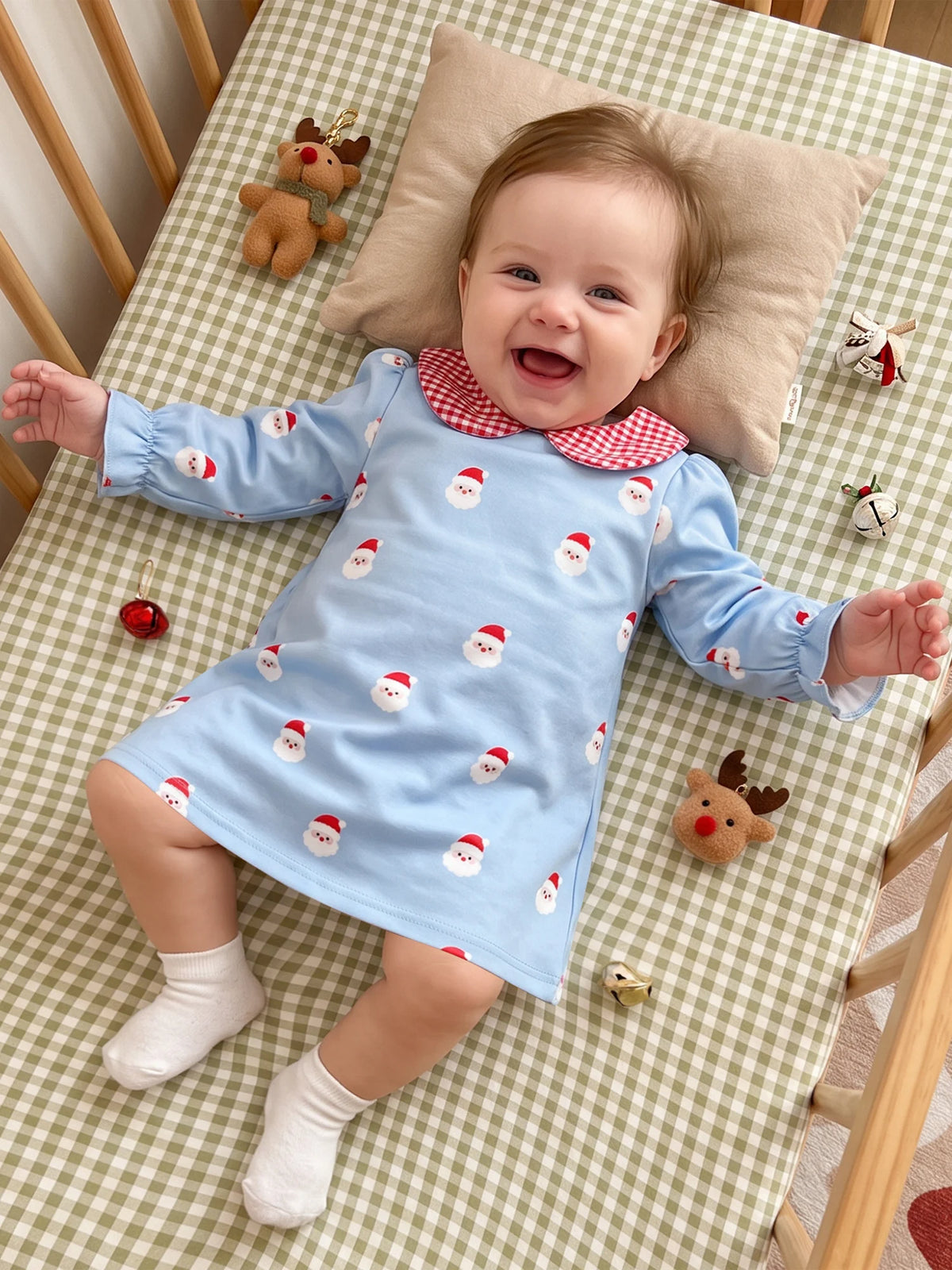 Christmas Santa Print Dress Santa Print Doll Toddler Baby Girl Toddler Dress Print Long Toddler Baby Girl