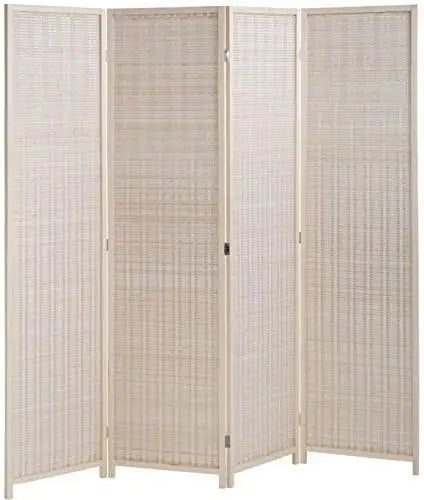 Bamboo Room Divider 4 Panel 72"H 17.7"W Folding Privacy Screen for Bedroom Office Study Natural