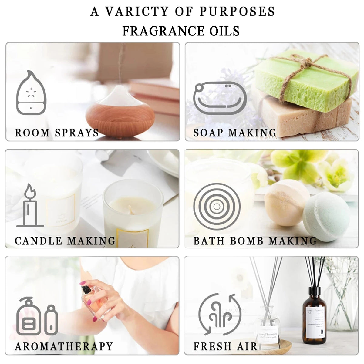 PHATOIL 9pcs Fragrance Oils Gift Set-10ml Coconut & Vanilla Bubble Gum Japanese Magnolia Coffee Aroma Oils For Diffuser Soap Candle Making