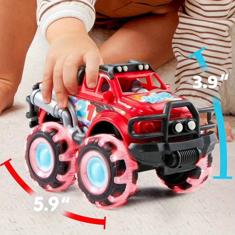 JOYFY 3Pack Kids Monster Truck Toy with Flashing LED Wheels Light-Up Cars for Toddlers Birthday Christmas Gift Friction-Powered