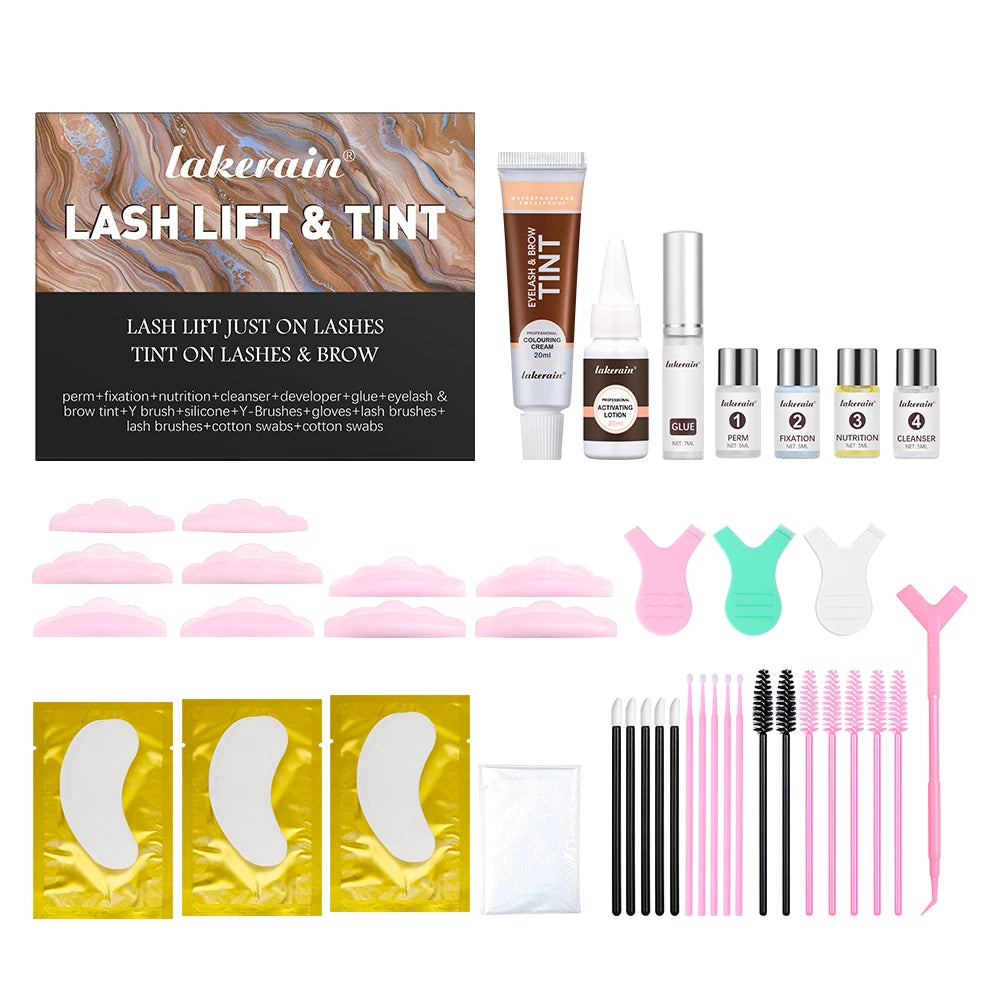 Professional Eyelash Perm & Tint Kit Black Brown Eyebrow Lamination Lash Lifting Curling Set Home Salon DIY Beauty Makeup Tools Pro