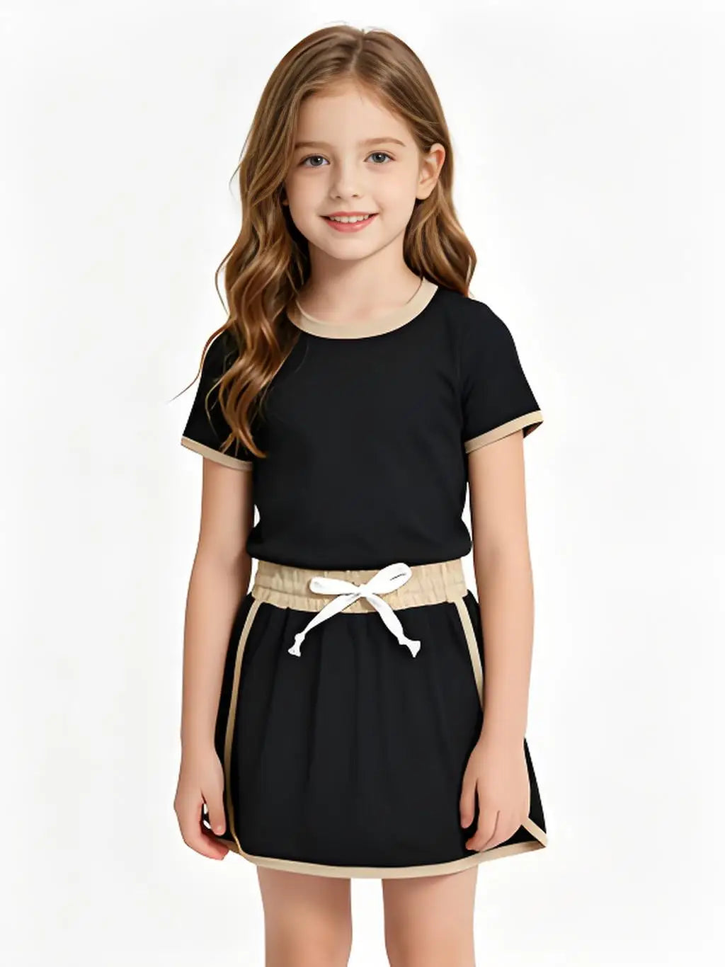 Baby Girls Cotton Short Sleeve Shirt Top And Skirt Set Cute Outfit for Little Girls Soft Breathable Clothing Set for Spring/Autumn
