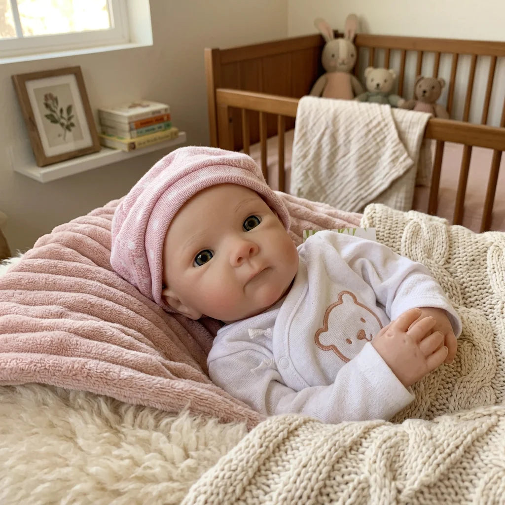 13 Inch Bettie Full Body Silicone Reborn Doll With Polka‑dot Bear Outfit Lifelike Newborn Hand‑Painted Waterproof Collectible Art Ornament for Holiday & Birthday Gifts