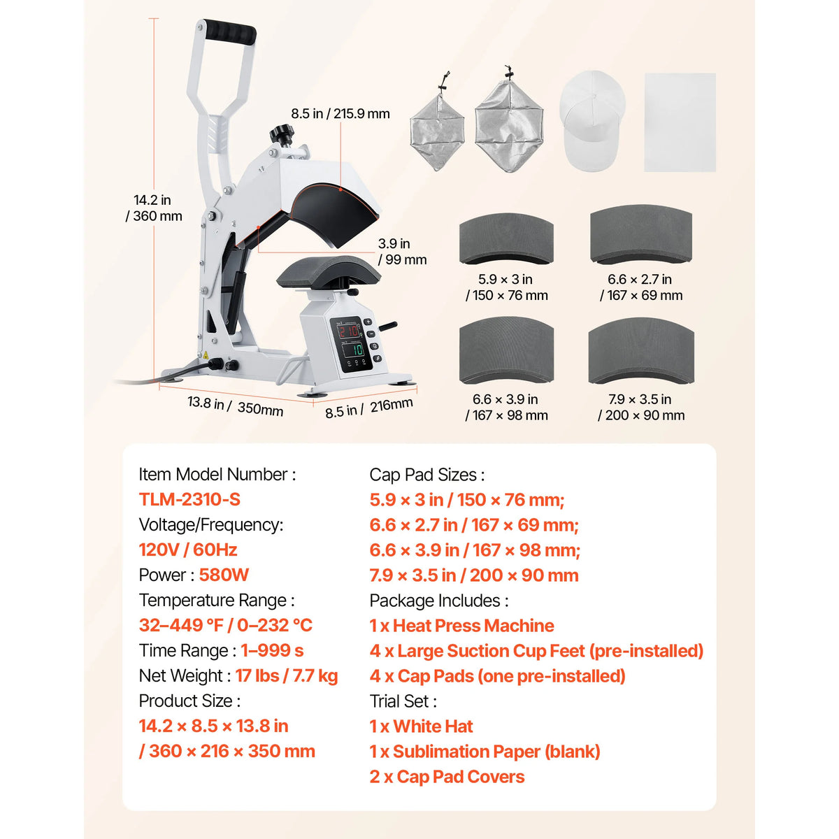 SucceBuy 4 In 1 Hat Heat Press Machine Digital Controls