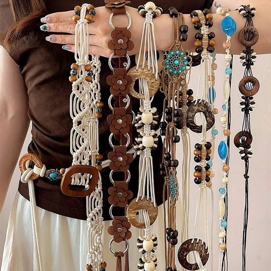 Bohemian Flower Beads Waist Belt For Women High End Accessory