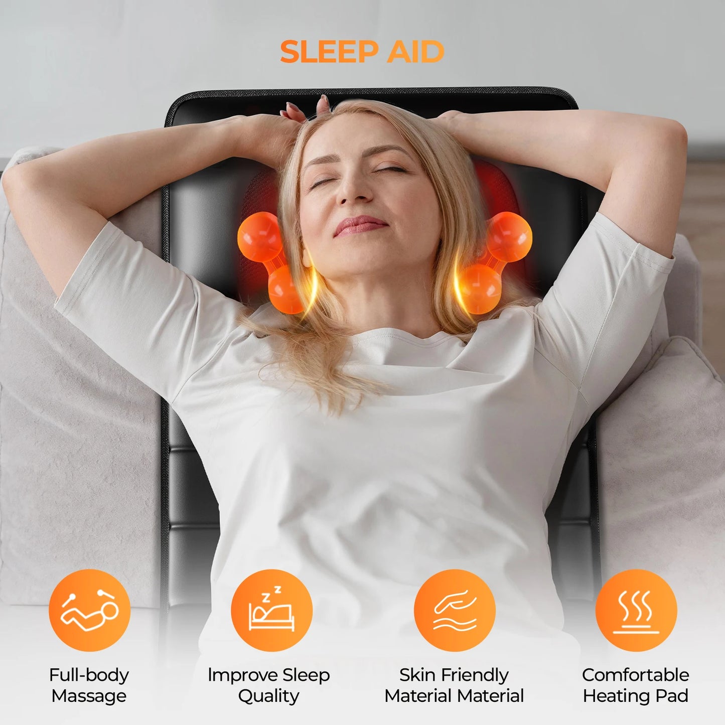 HOMEMASSA Shiatsu Full Body Massage Mat With Heat And Detachable Pad