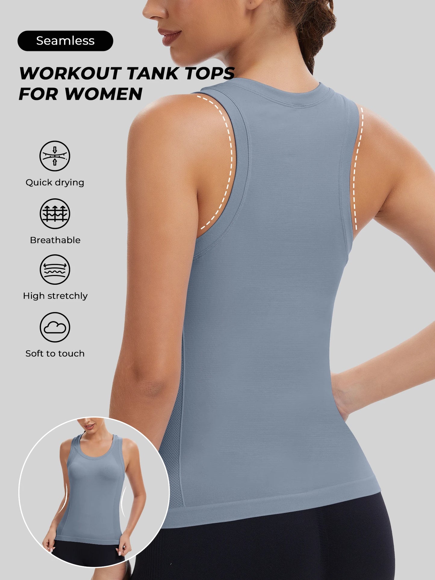 Women's Racerback Seamless Workout Tank Top Yoga Running Gym