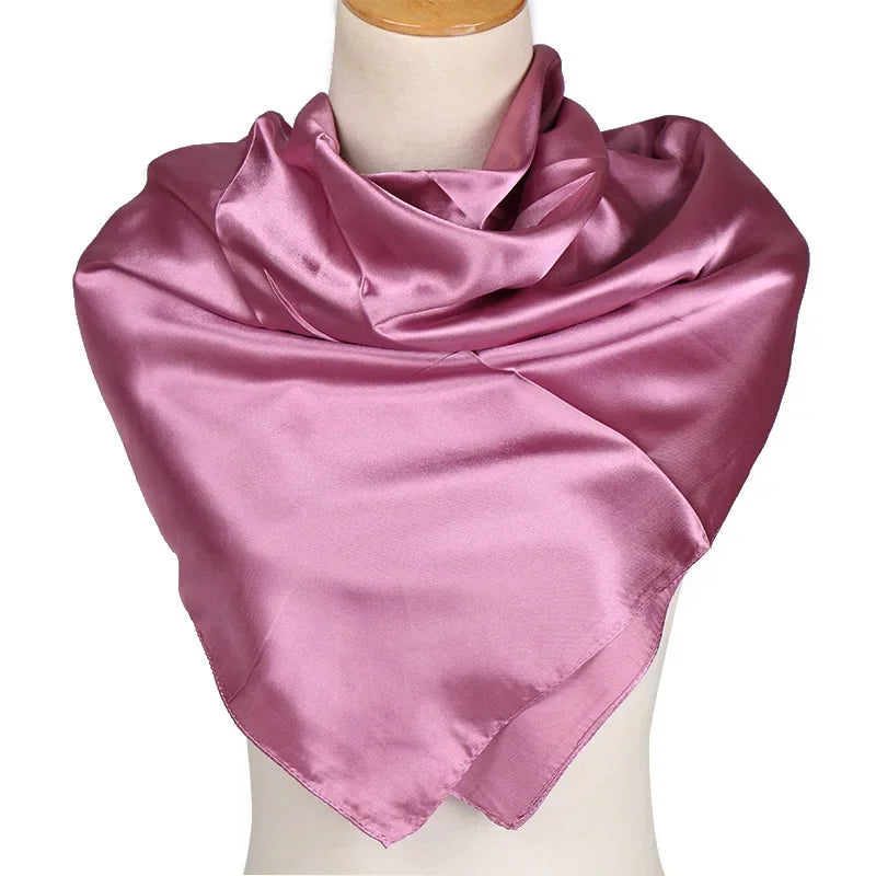 JTVOVO Silk Hijab Scarf Women Satin Solid Bandana Shawl
