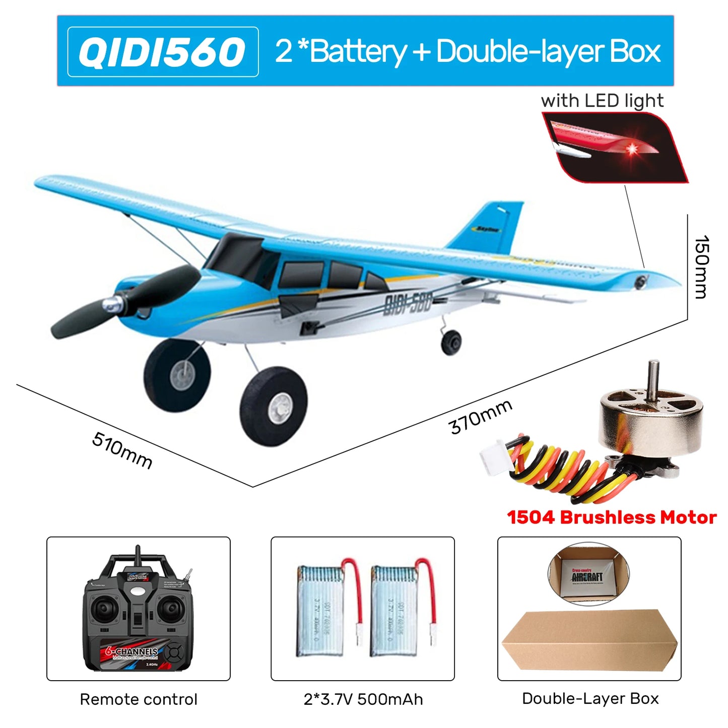 M7 Moore Off-road Aircraft Qidi560 RC Plane EPP 4CH Remote Control Brushless Airplane with LED light Model Toys for Children